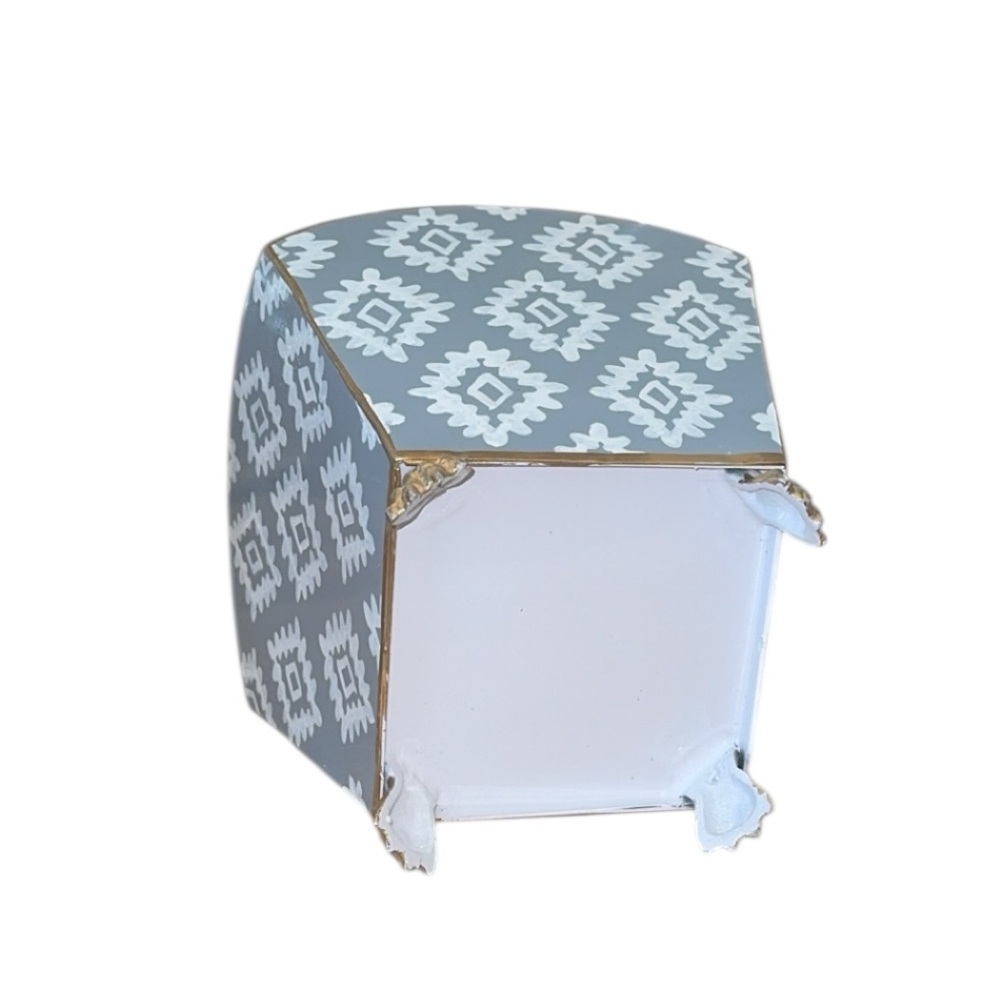 NEW Dana Gibson Grey & White Geometric Block Print‎ Pattern Cachepot - Picture 3 of 7